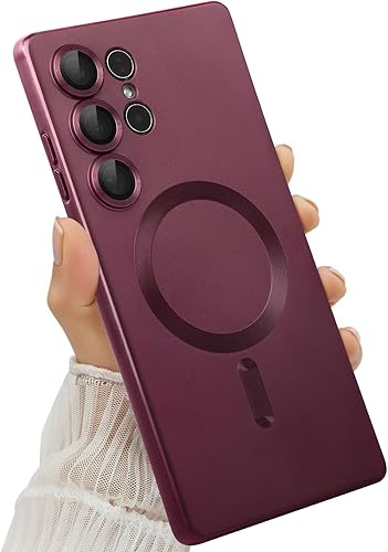 Funda magnética para Samsung Galaxy S25 Ultra para mujeres, hombres y niñas compatible con MagSafe protector de lente de cámara mate, bonita funda