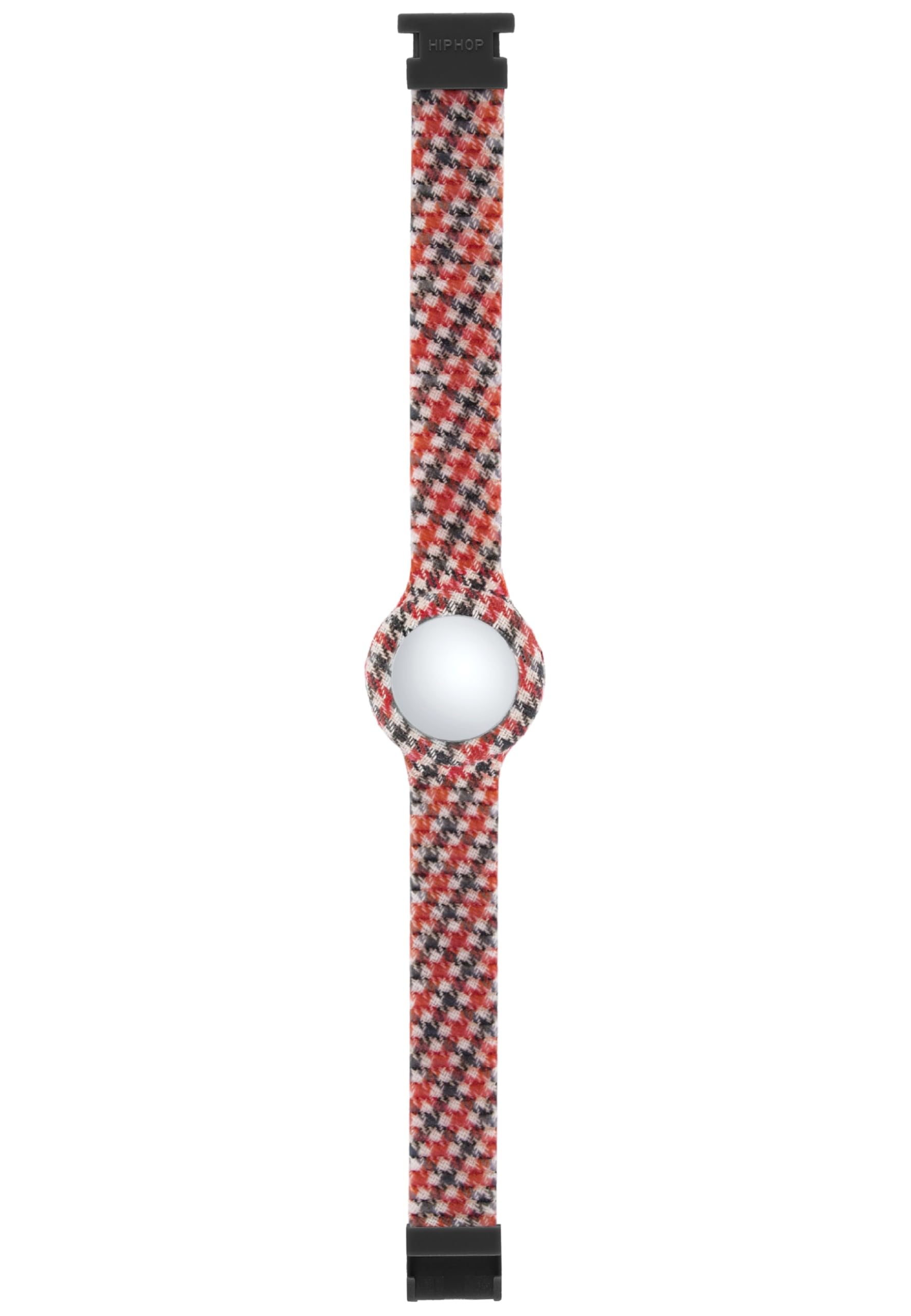 Hip Hop Orologio donna PIED DE POULE con cinturino in silicone, tessuto, movimento TIME JUST - 3H QUARTZ, Rosso-bianco., misura unica, Bracciale