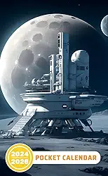 Pocket Calendar 2024 - 2026: Three-Year Monthly Planner for Purse , 36 Months from January 2024 to December 2026 | Futuristic American moon base