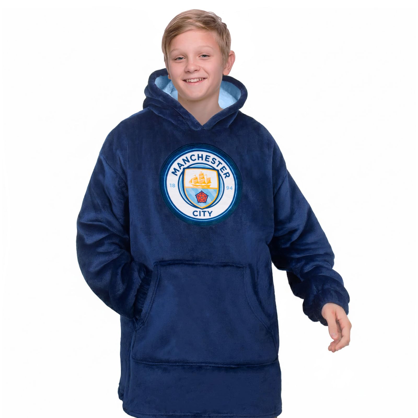 MANCHESTER CITY Kids Oversized Hoodie Blanket Official Navy 10-14 Years