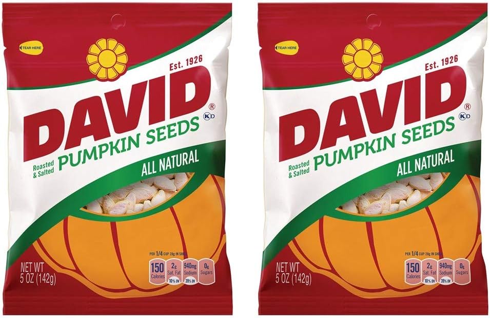 DAVID SeedsDavid Pumpkin Seeds, Roasted and Salted, 5 oz bag, (2 pack)