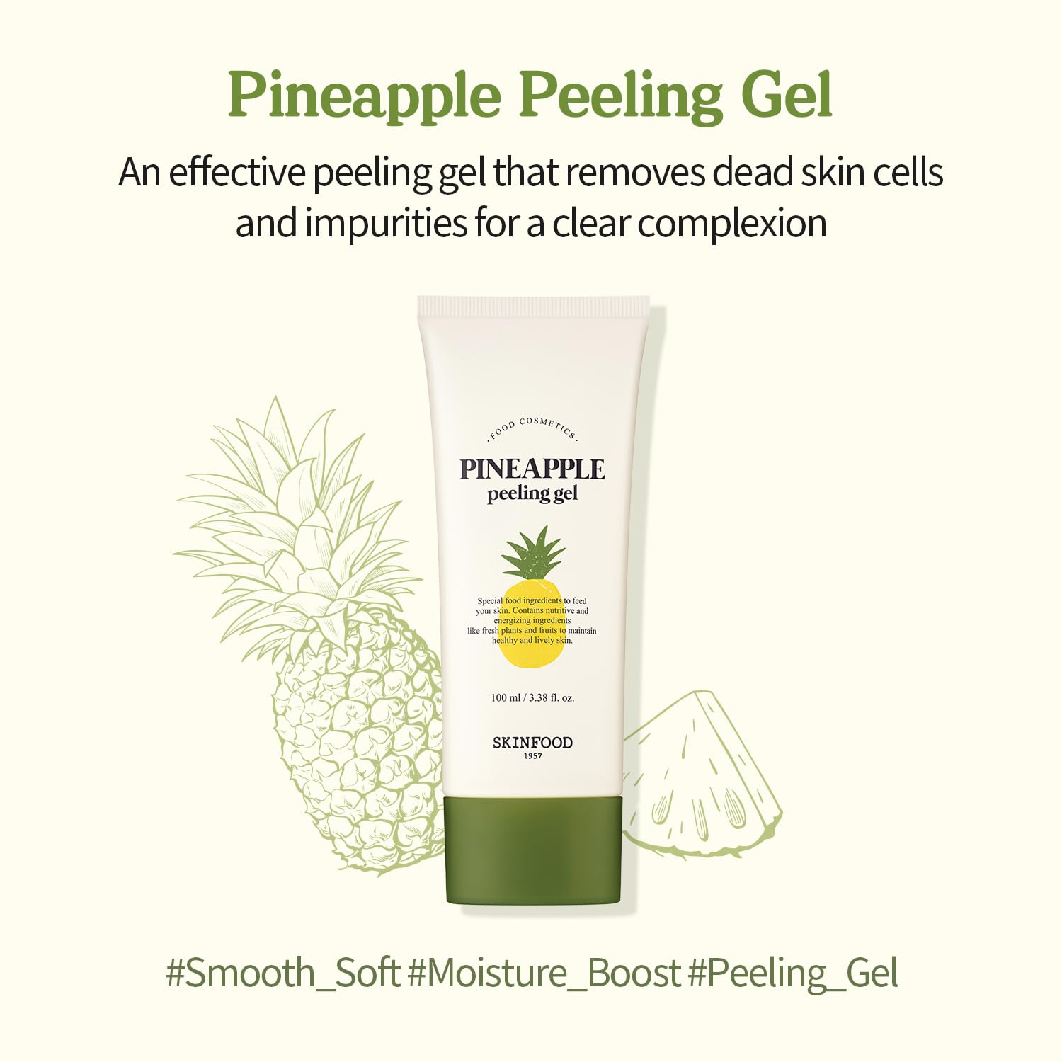 SKINFOOD Pineapple Peeling Gel 3.38 fl.oz. (100ml) - Pineapple & Aloe AHA Deep Facial Exfoliating Gel, Eliminates Sebum, Skin Clear and Blemish-Free - Dead Skin Remover for Face - Facial Peel - Image 3