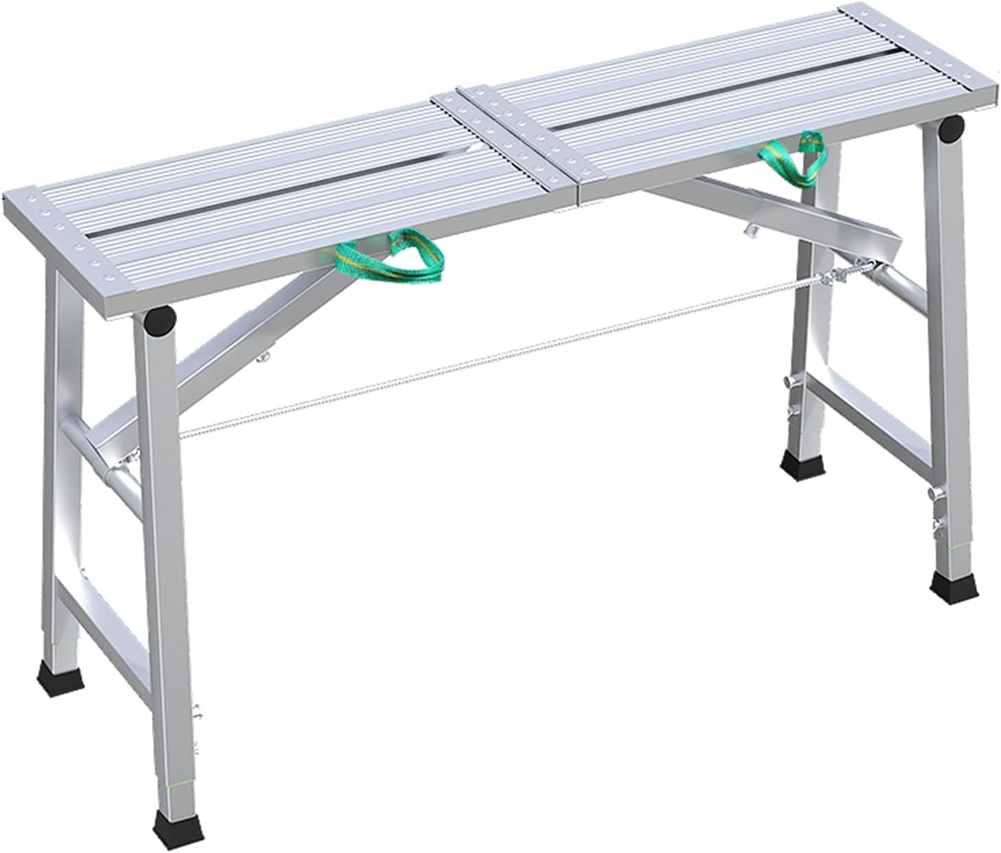 Portable Aluminum Alloy Non-Slip Work Platform, Adjustable Height Folding Scaffolding, Ladder Stool Work Bench for Home Improvement, Patching Drywall or Cleaning Windows(Size:150cm/59.1in)