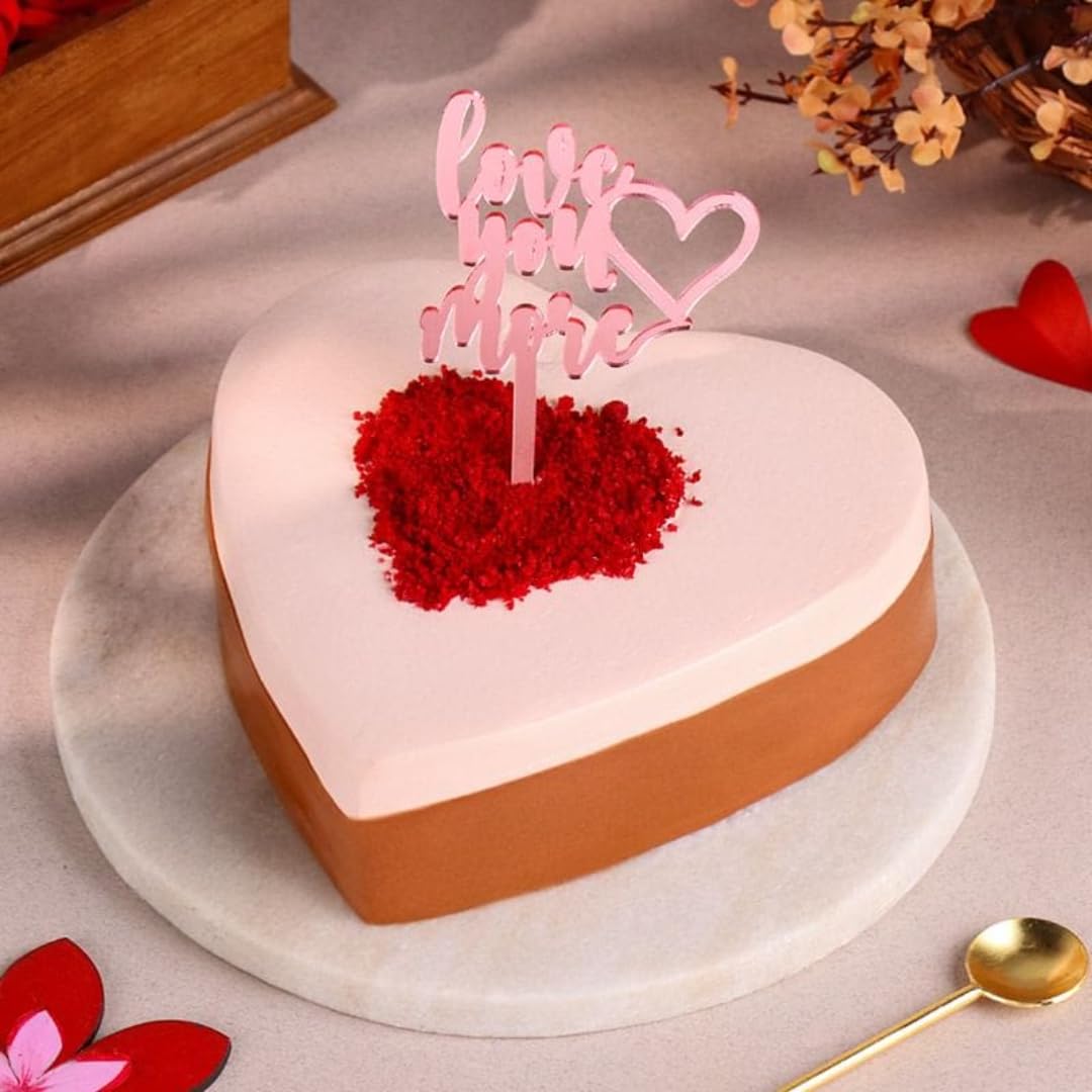 FlowerAura Delicious Fresh 0.5Kg Love You More Red Velvet Cake & Topper For Birthday | Anniversary | Wedding | Mother's Day | Father's Day | Valentine's Day | Christmas | New Year (Same Day Delivery)-image-20