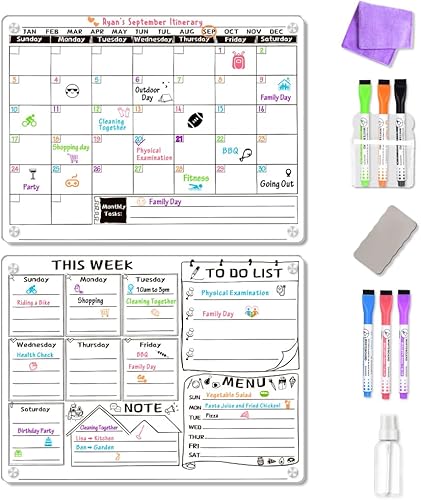 Miniatura 7 de Pizarra blanca magnética acrílica para refrigerador, calendario acrílico para refrigerador, pizarra blanca de borrado en seco para refrigerador,