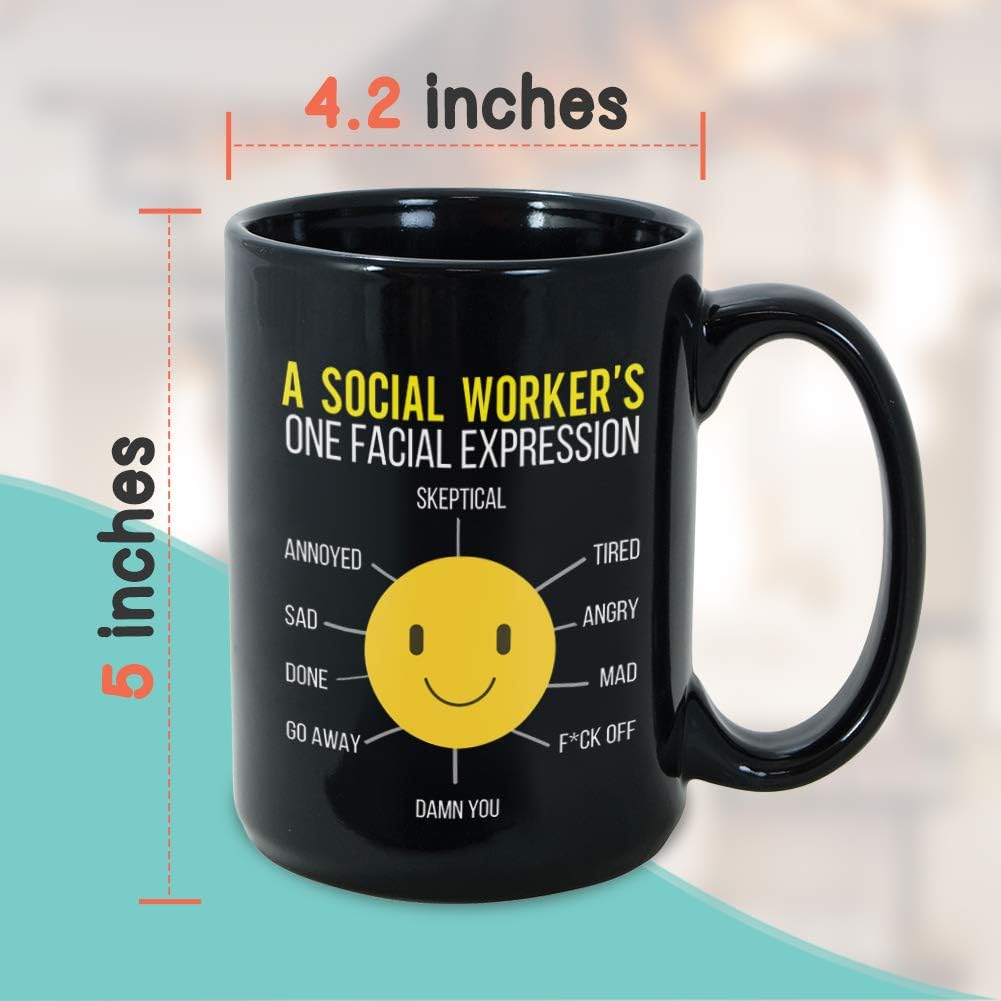 Social Worker Mug 15oz Black Office Appreciation Social Work Gifts Ideas Social Services Gift Coffee Mugs Funny Quotes for Men and Women Workers