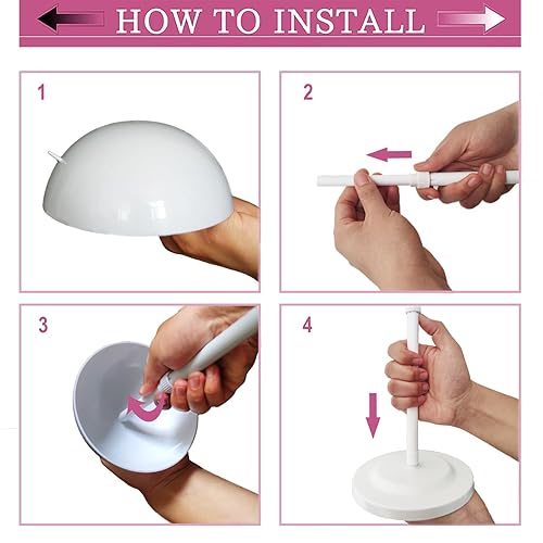 Miniatura 7 de Soporte para peluca, 1 pieza de altura ajustable, soporte de cabeza de peluca de plástico blanco, soporte portátil para peluca, soportes