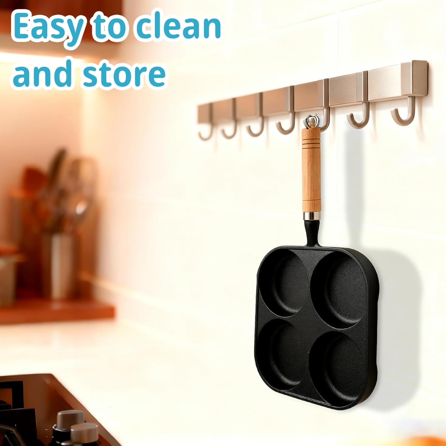 4 hole egg pan，cast iron egg pan，egg poacher pan nonstick 4 eggs，omelette pan Suitable for making breakfast/frying eggs/frying bread