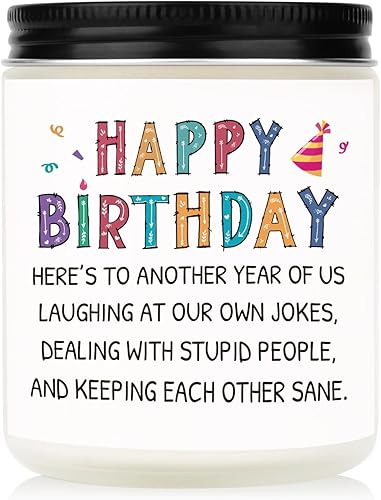 Shqiueos Regalos de cumpleaños para mujeres, vela perfumada de lavanda de 7 onzas, regalos de cumpleaños para mejor amiga, regalos de cumpleaños