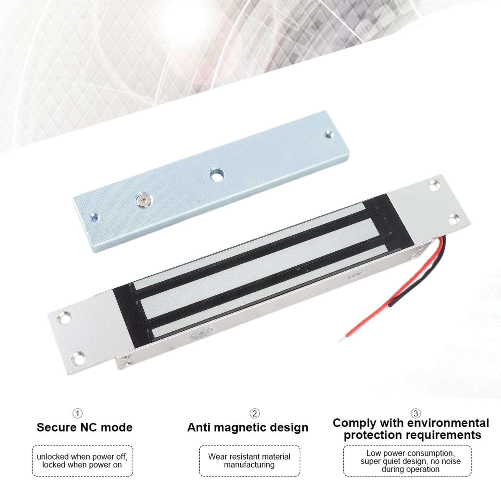 Fuerza de retención DC12V 280kg / 600Lbs Cerradura magnética eléctrica para el de Control de Acceso a la Puerta, Cerradura electromagnética Modo NC Seguro a Prueba de fallas