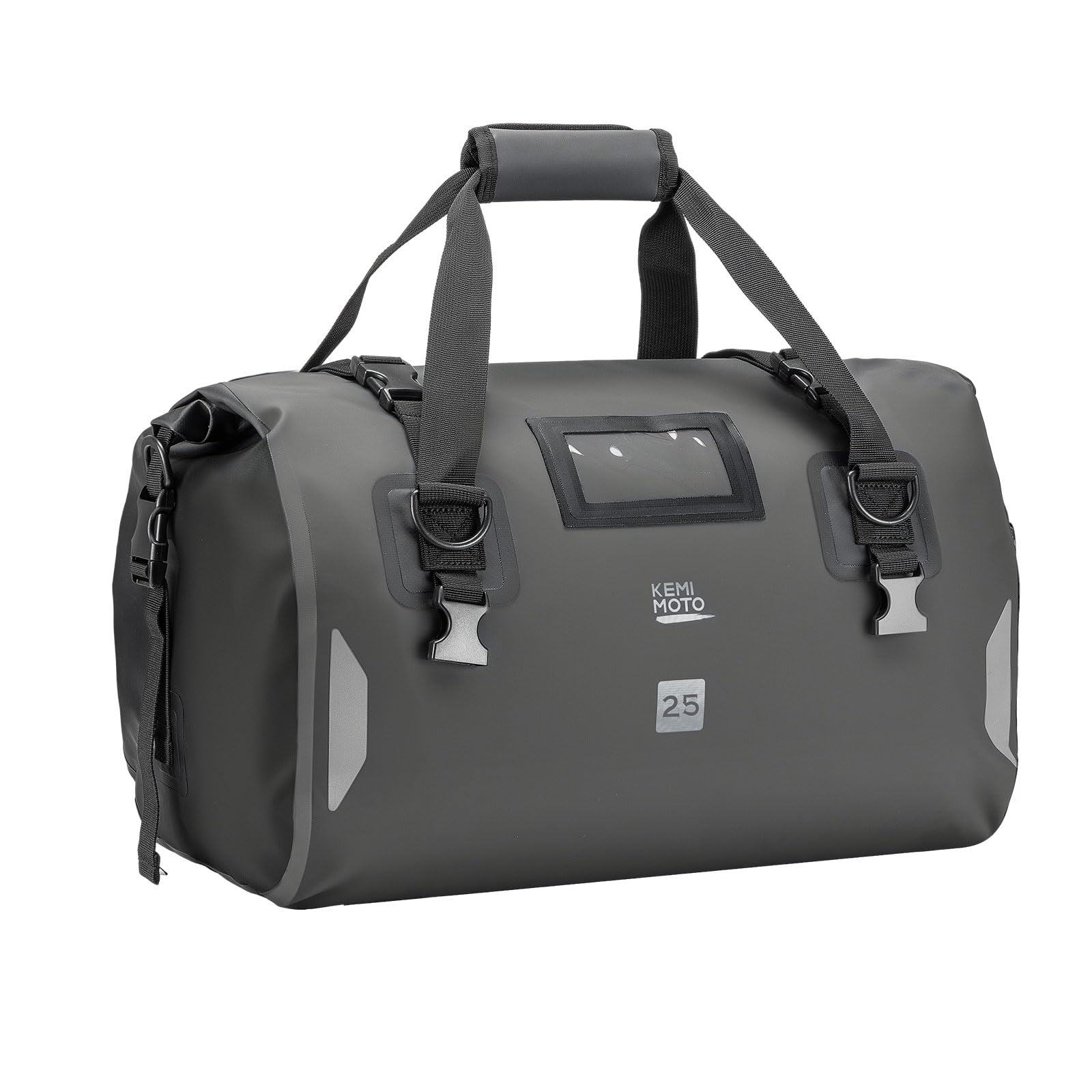 KEMIMOTO Motorrad Hecktasche 25L, IPX6 wasserdichte Motorradtasche Gepäckrolle mit Schnellverschlussgurten, Große Kapazität & Mehrere Fächer, Ideal für Touring, Camping, Motorradfahren, Wassersport