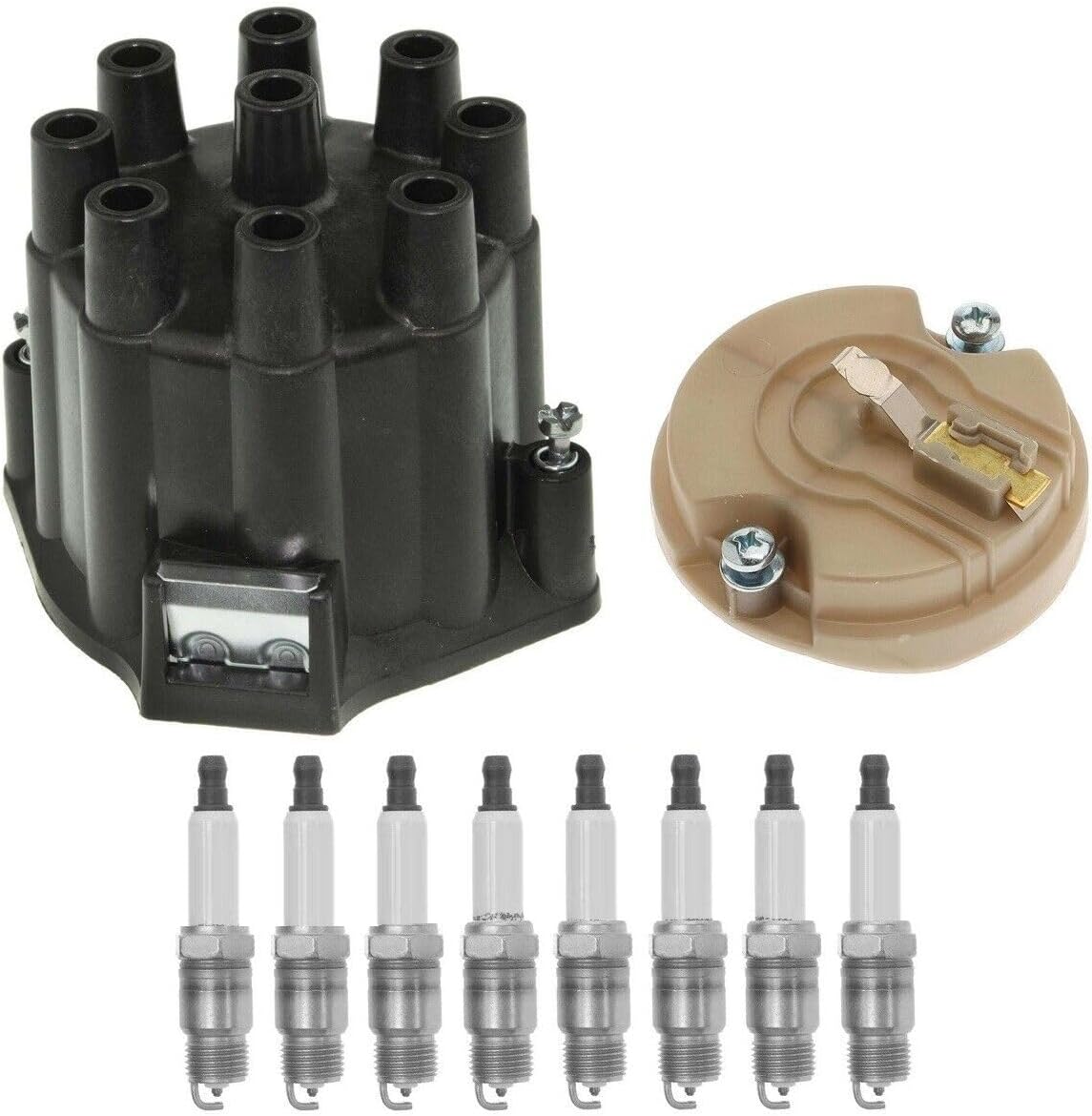 Replacement Professional Distributor Rotor Cap and .045" Spark Plugs Kit for Camaro V8 Mechanics Choice for Chevrolet