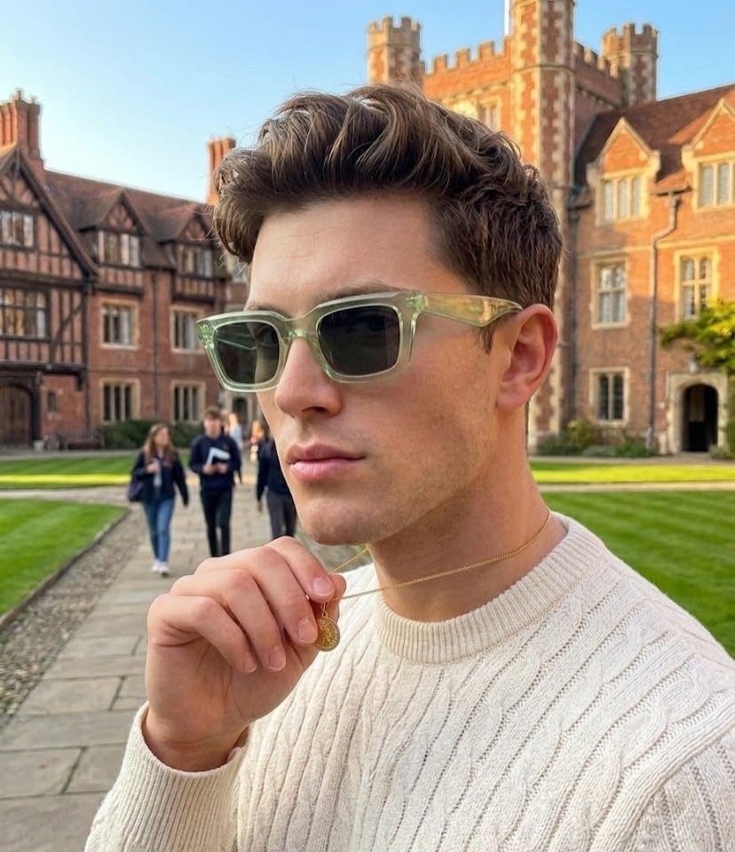 Image of Retro Vintage Rectangilar Thick Abstract UV-Protected Sunglasses For Men And Women