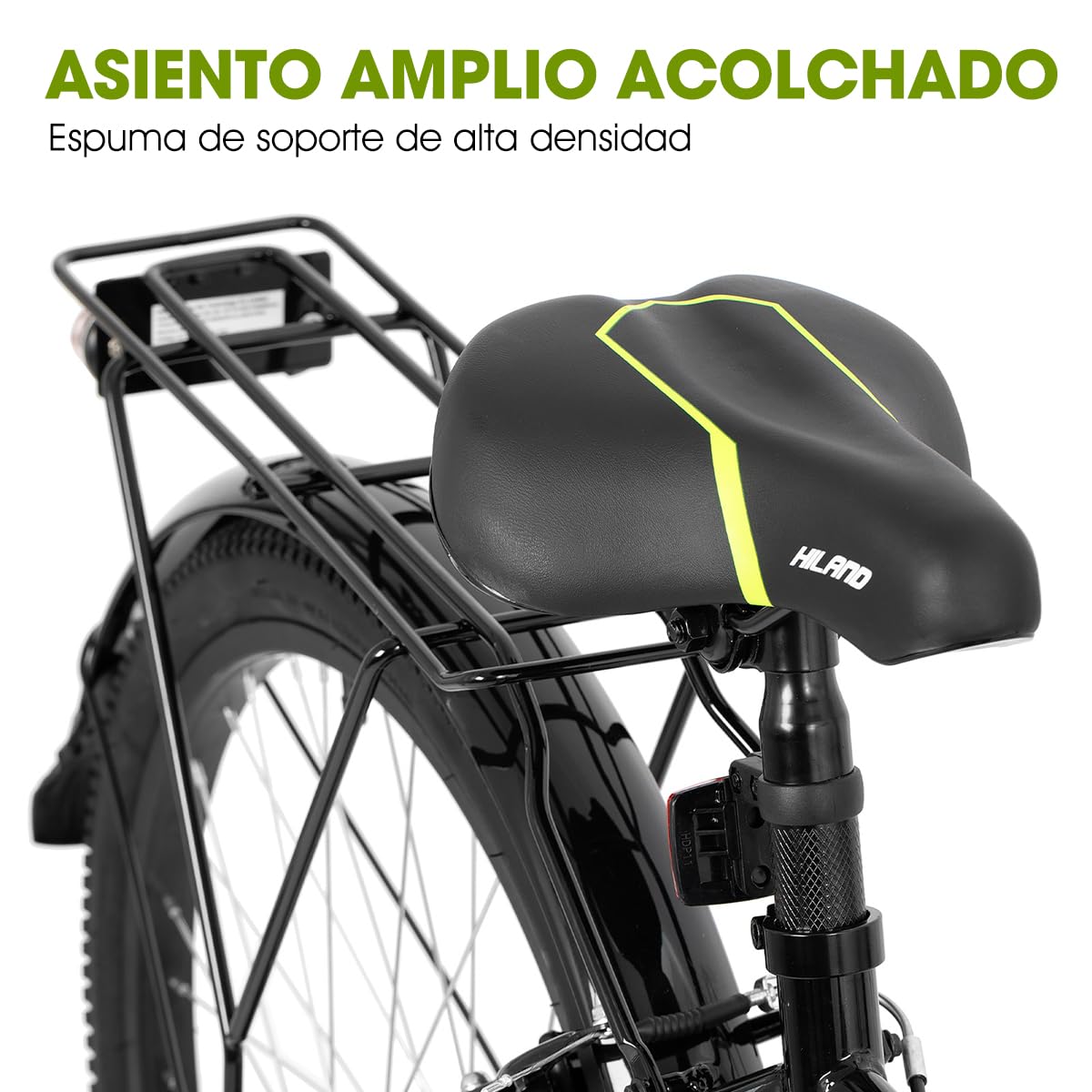 HILAND Bicicleta Infantil 20/24 Pulgadas para Niños y Niñas de 6 a 11 Años, Cambio de 6 Velocidades, Bicicleta Urbana Infantil con Portaequipajes Trasero, Negro/Blanco