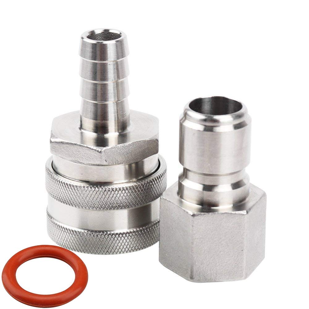 MRbrew Quick Disconnect 304 Stainless Steel Set 1/2'' FPT Male 1/2'' Female Barb (1/2'' FPT Male,1/2'' Female Barb)