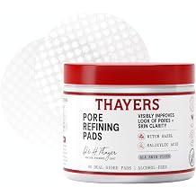 Thayers Pore Refining Toner Pads, Dual-Sided Exfoliating Pads with Witch Hazel, Salicylic Acid & Hyaluronic Acid to Improve Look of Pores and Skin Clarity, Made For All Skin Types, 60 Count