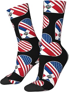 IUBBKI Socks Dominican Republic American Flag Sports Socks Anti Sweat Hiking Trainer Socks Unisex Trekking Camping Work Socks 40Cm
