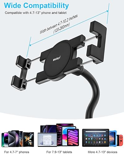 Miniatura 6 de woleyi Soporte para tableta de bicicleta giratoria de cuello de cisne, soporte elíptico para tableta de cinta de correr Peloton para interiores,