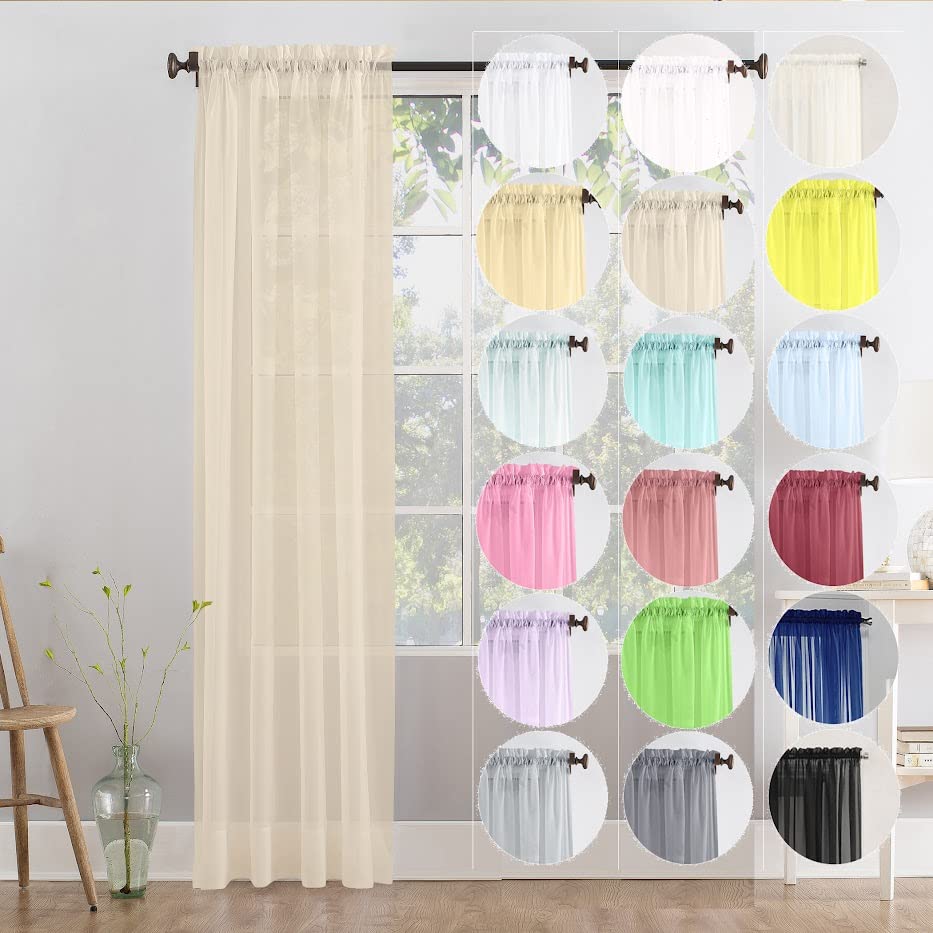 Megachest single panel slot top sheer voile curtain(mink, 56" wideX48 drop 1 Panel)