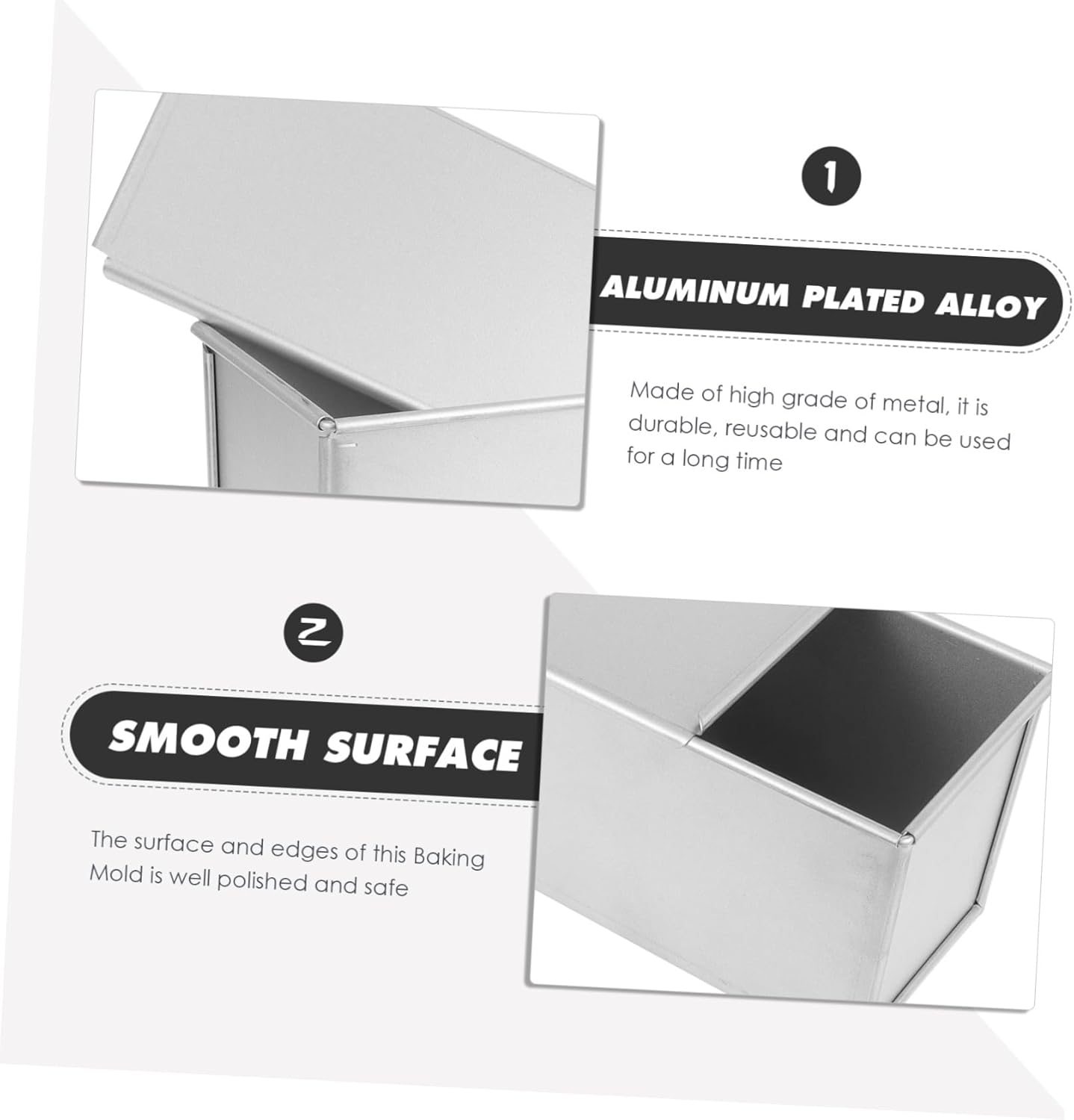 YARNOW Non-Stick Metal Toast Box Lid Portable 1-Piece Bread Mold for Baking Sandwich Loaves for Home and Travel