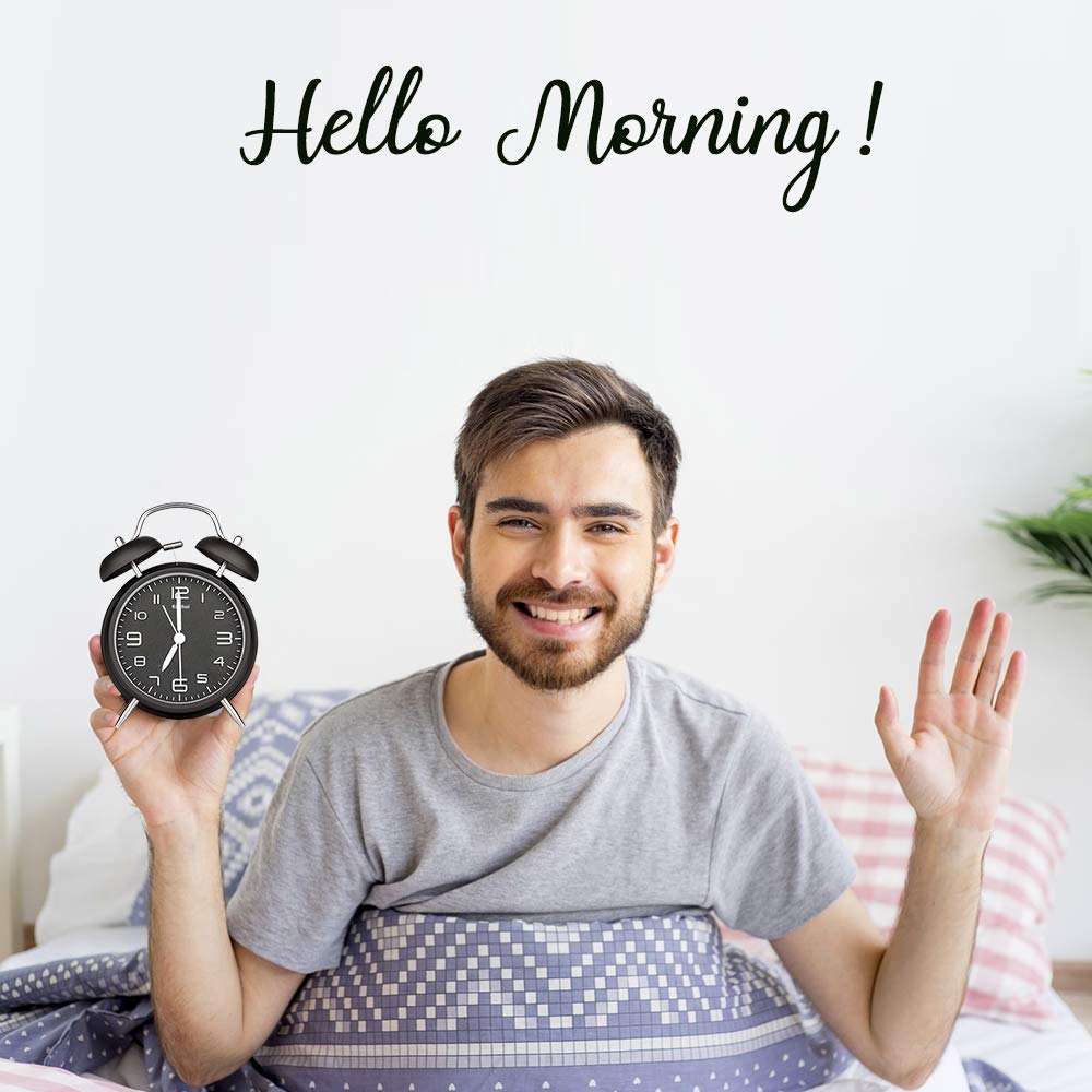 Eachui Double Bell Alarm Clock, Night Light, Loud Alarm, Retro, Battery 2