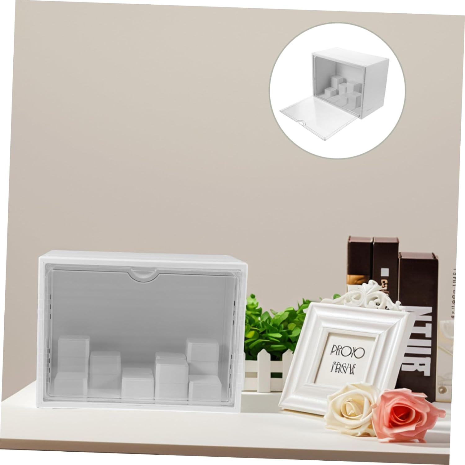 Clear Acrylic Display Case for Mini Figures Dustproof Stackable Storage Box for Collectibles Showcase with Home and Office Display