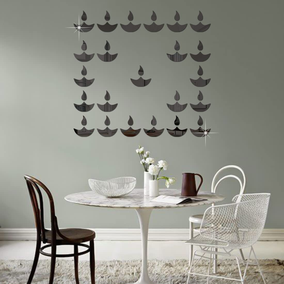 WallDaddy - Self Adhesive Diwali Decoration Stickers (A-23DiyeBlack)| 3D Mirror Acrylic Wall Sticker | Mirror Wall Mount Murals Wall Stickers for Home & Festivals