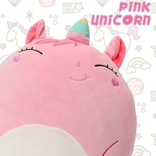 Miniatura 9 de Jellydog Toy Almohada de felpa de unicornio de 16 pulgadas, animales de peluche para niñas, bonita almohada de peluche de unicornio para abrazar,