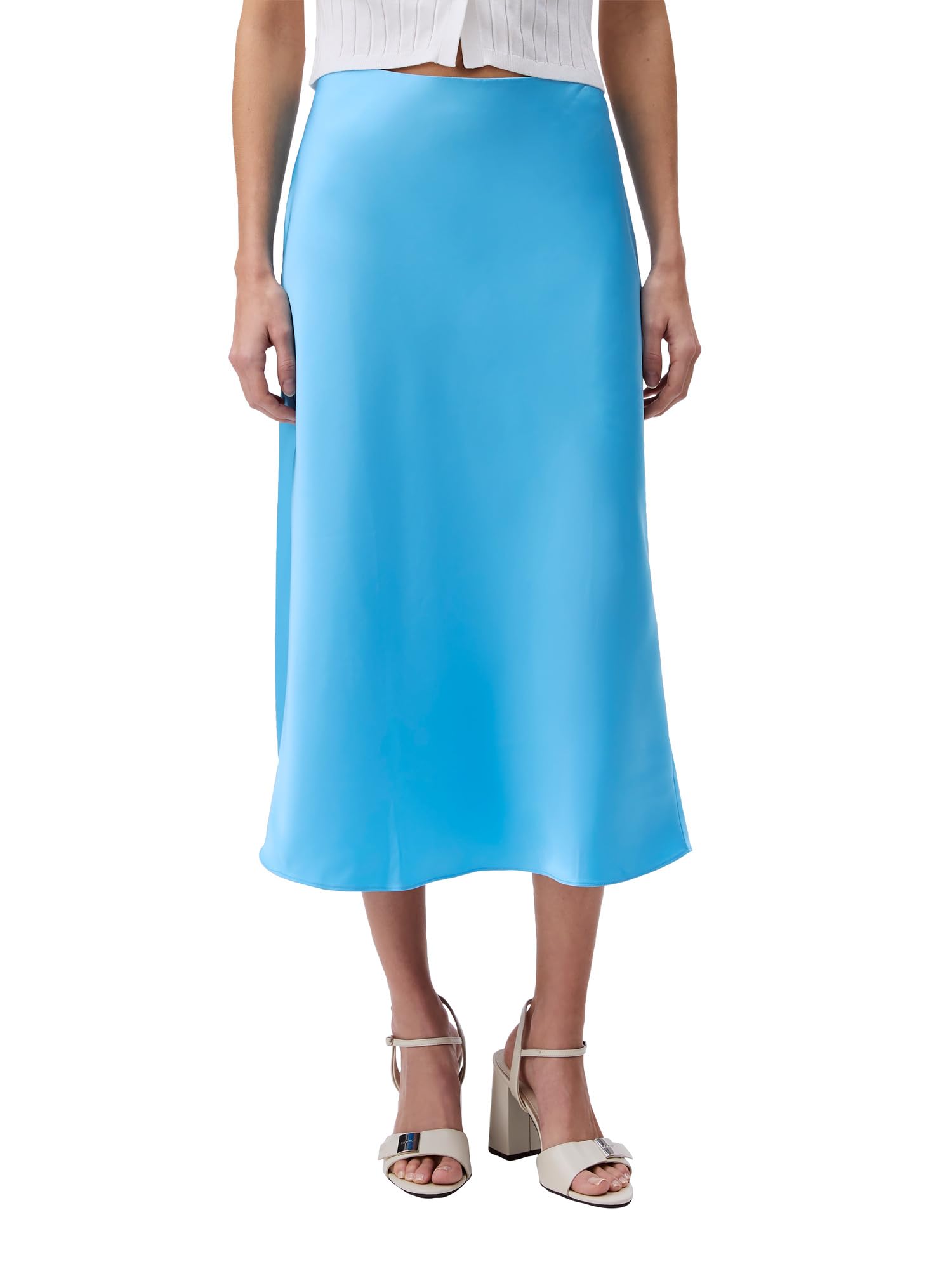 Calvin Klein Womens Matte Satin Midi Skirt