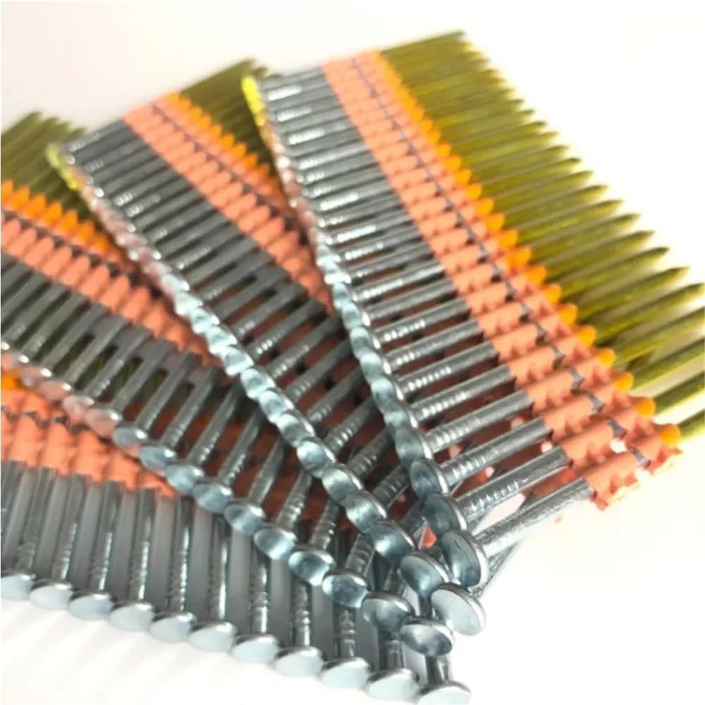 Clavos de tira de plástico de cabeza redonda de 21 grados, galvanizados y pulidos, for estructuras de madera.(75mm)