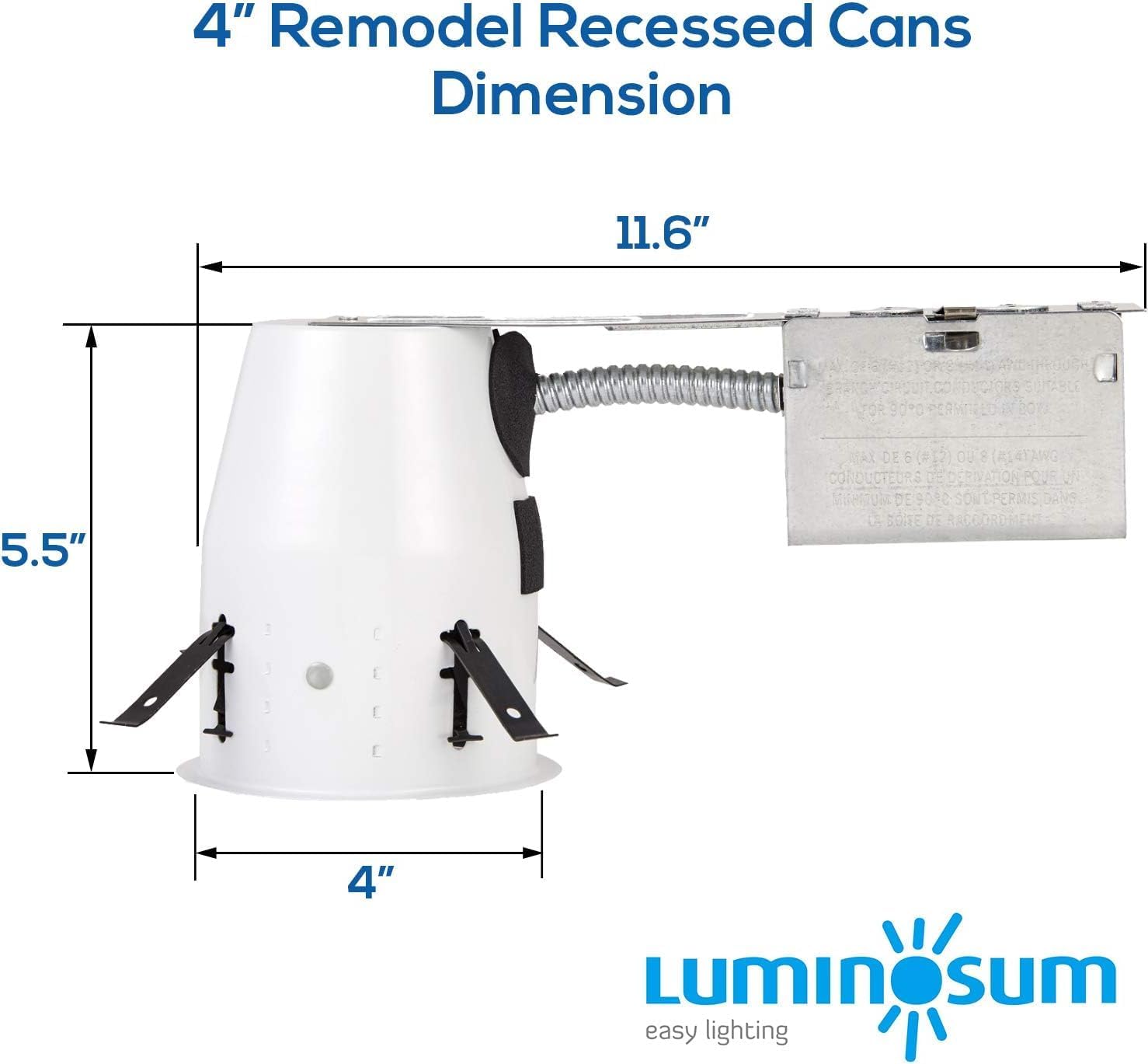 4 Inch Remodel Recessed Lighting Housing, IC Rated Air Tight Ceiling Can with J-Box, TP24 Connector and E26 Socket, UL-Listed Easy Install, 8-Pack