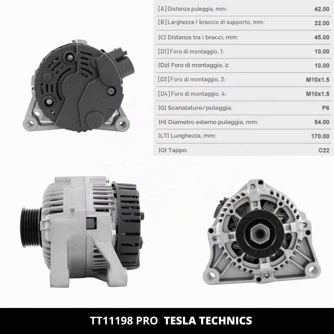 TT11198 PRO ALTERNATORE per auto 12V, 70A. Compatibile con CITROËN, PEUGEOT. Eccellente rapporto qualità - prezzo. Installazione facile e garanzia.