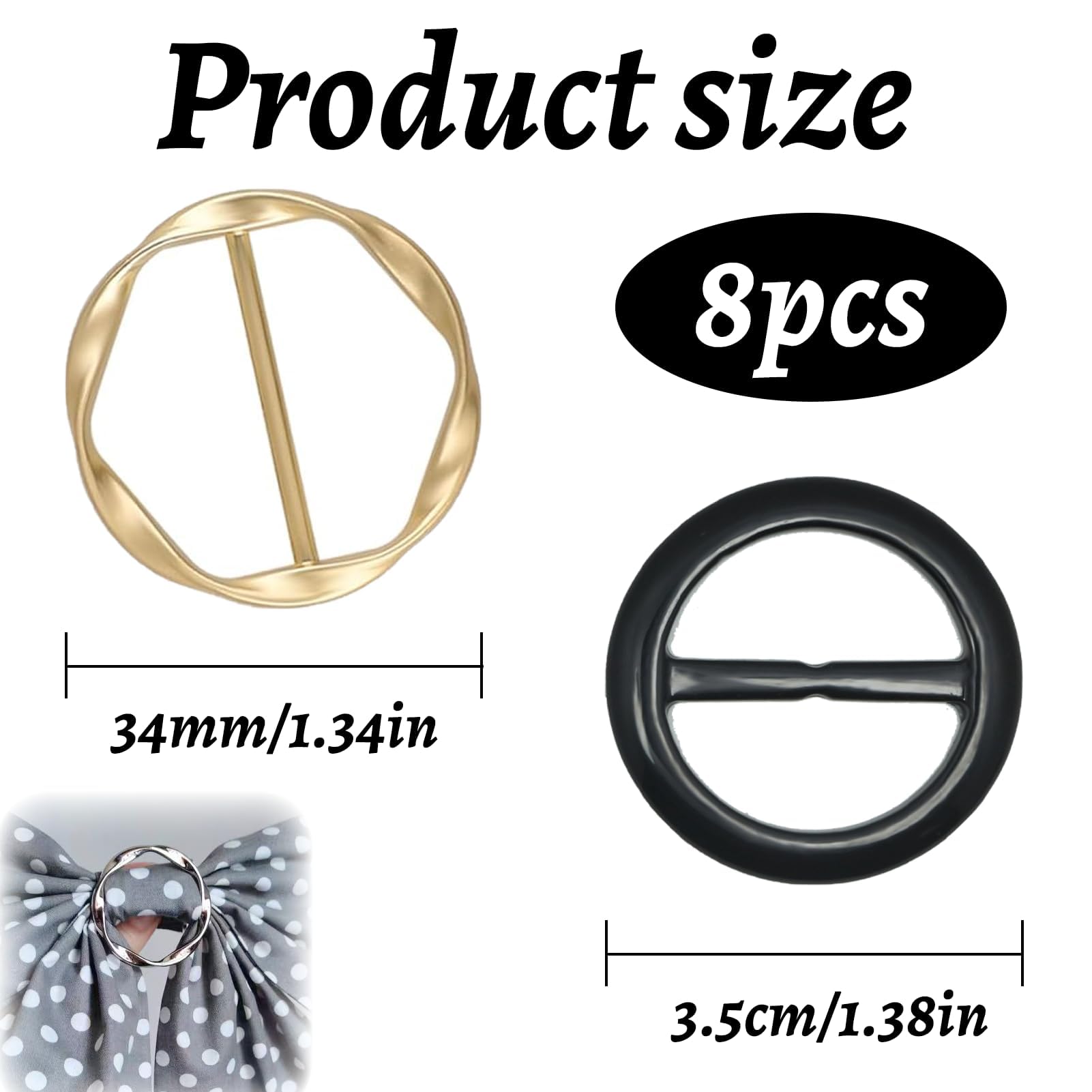 8 PCS T-Shirt Clip, Schal Ring, Schnalle, Seidenschal Ring, Gürtelschnalle für Damen, Clips zum Spannen Gürtelschnallen