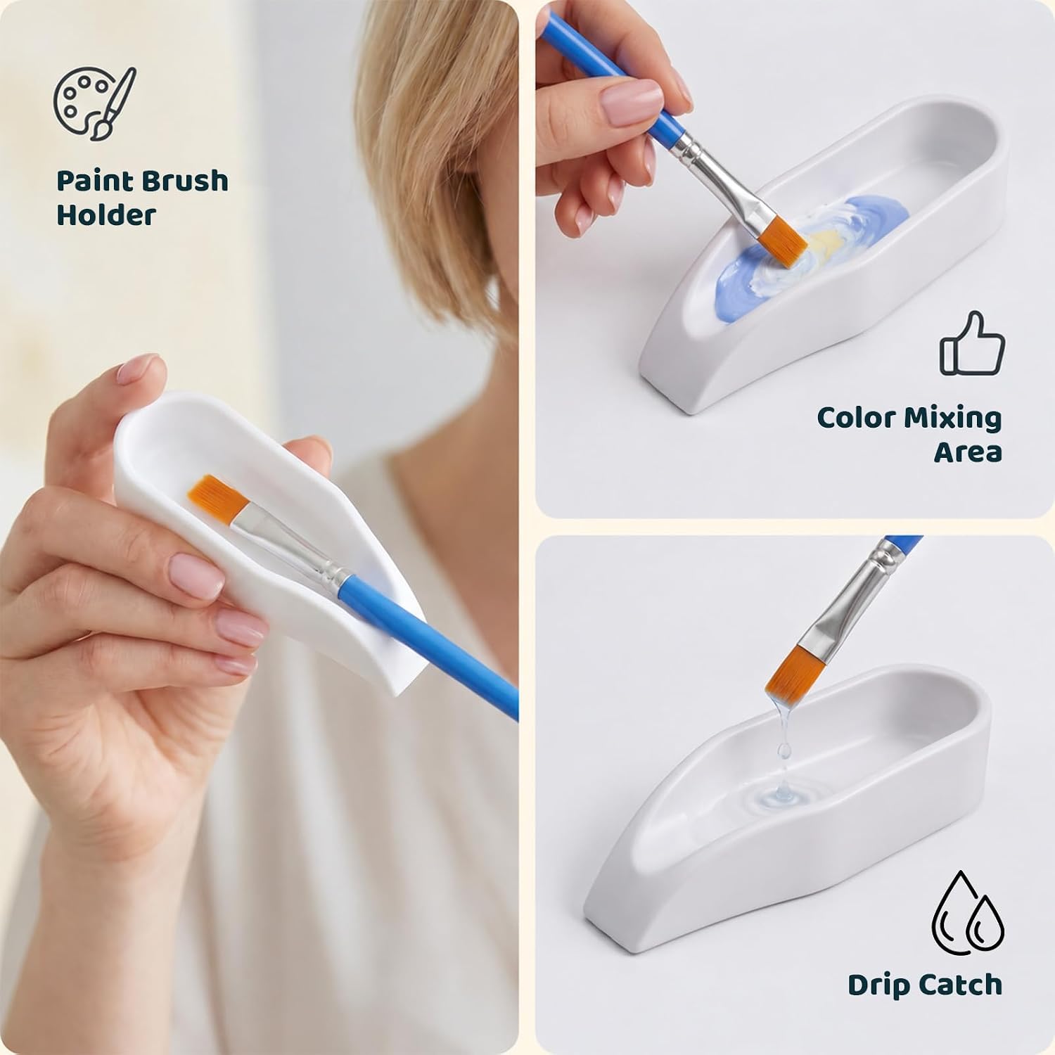 Thinp 6 Pcs Silicone Paint Brush Holder for Watercolor Oil Acrylic Painting