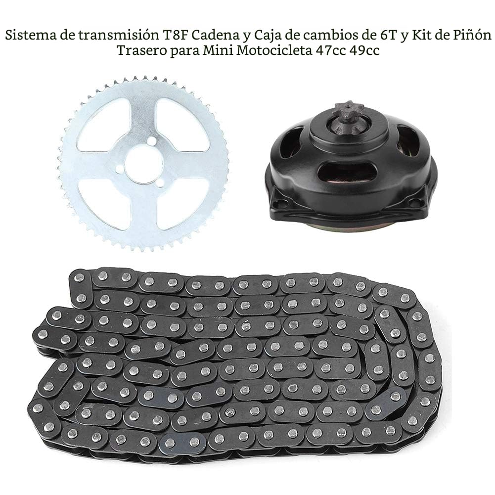 Kit de Cadena T8F para minimoto, piñón de 47 CC y 49 CC con Cadena, de accionamiento T8F, Engranaje 6T y Cadena Atz Pocket Bike con Cadena de Pocket Bike