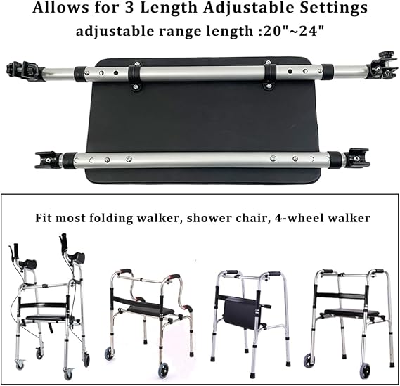 Walker Rest Seat for Attachable Seat Folding Walker, Maximum Weight Capacity of 250 Pounds, Adjustable Range:20~24 (B)
