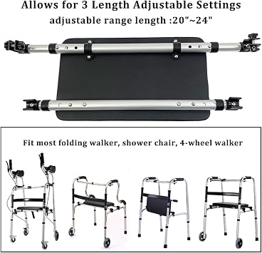 Walker Rest Seat for Attachable Seat Folding Walker, Maximum Weight Capacity of 250 Pounds, Adjustable Range:20~24 (B)