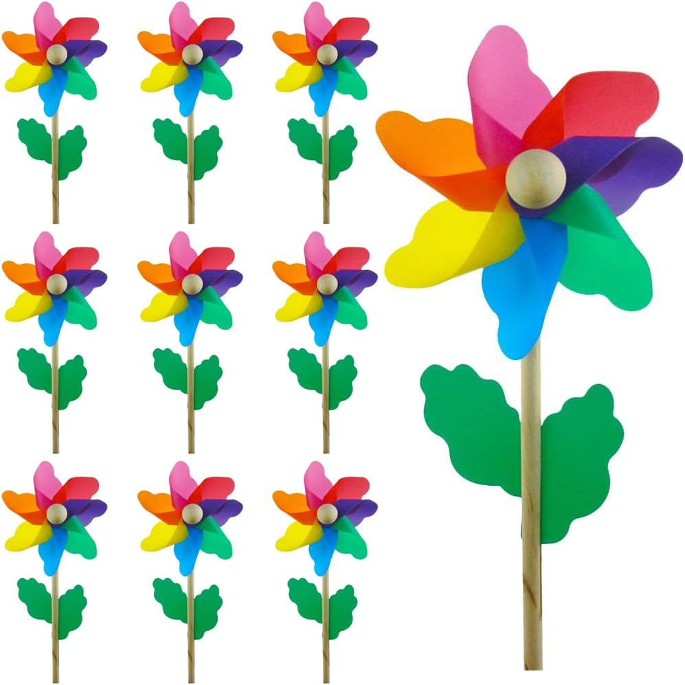 Andy's Orchids 10Pcs Flower Pinwheels, Yard Pinwheels, Garden Pinwheels Spinners