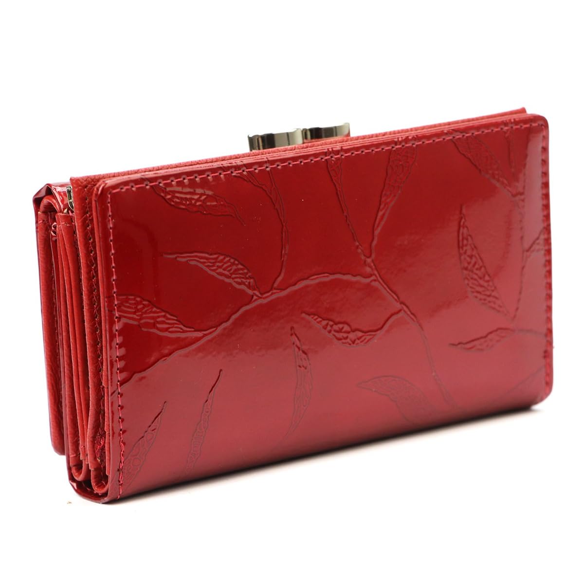 Pierre Cardin Cartera Mujer 100% Cuero Natural Gran Bolsillo de Moneda con Cierre Bolsillo de Tarjeta Cómodo Funcional Elegante Moderno, rojo, LEAF, Clásico
