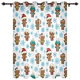 Juego de 2 cortinas oscurecedoras para dormitorio y sala de estar, cada panel mide 132 cm de ancho x 228 cm de largo con ojales de metal plateado en la parte superior.