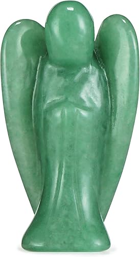 Artistone Figuras de ángel de piedra de jade verde, aventurina, ángel de la guarda, estatua de cristal curativo de 2 pulgadas, decoración del hogar