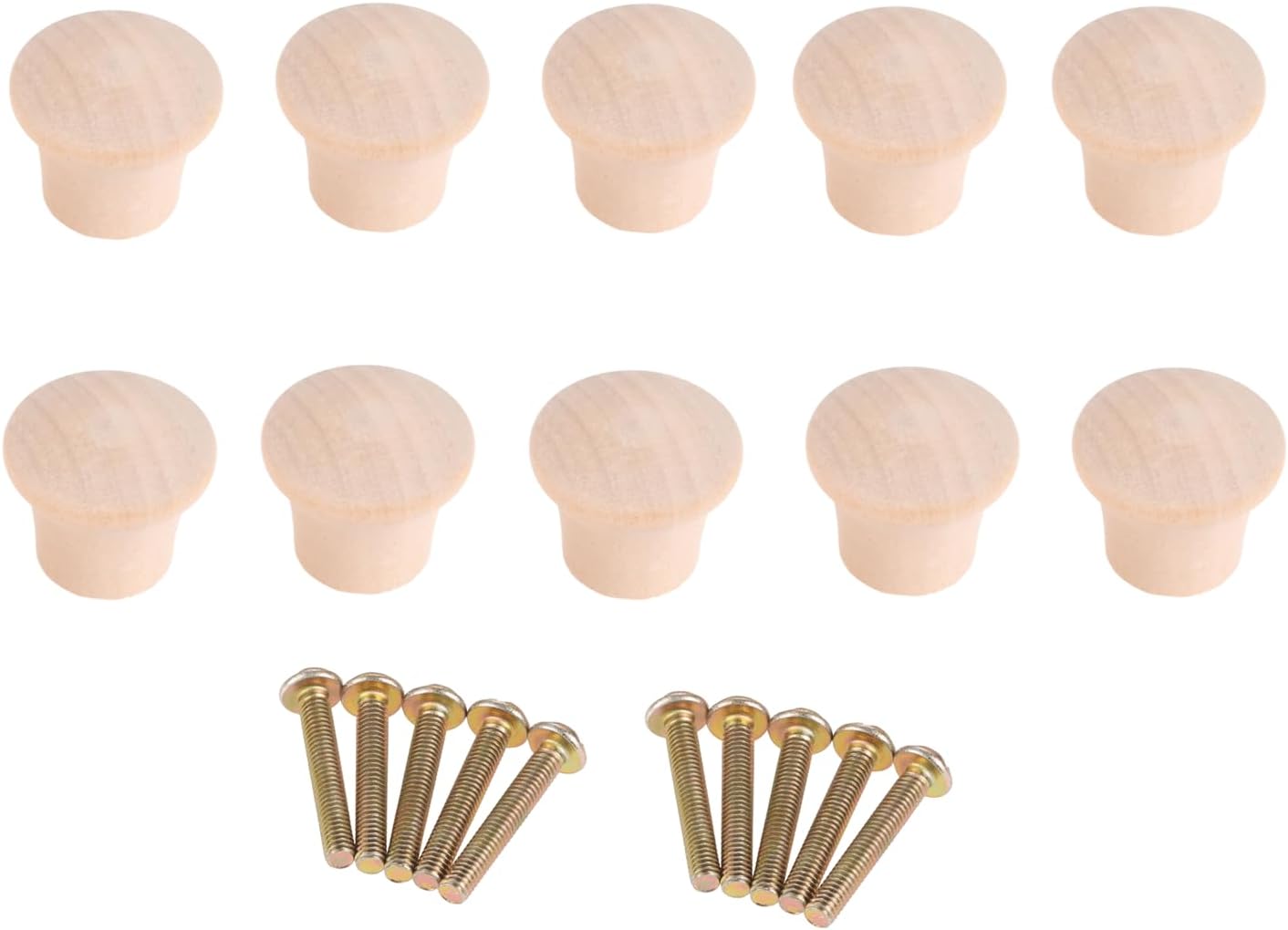 dophee 10Pcs Mini Wood Cabinet Knobs, Round Single Hole Drawer Pulls for Cabinet Dresser Wardrobe Door Dresser Closet Bookcase Cupboard, 23x20mm/0.91"x0.79", Unpainted Wood