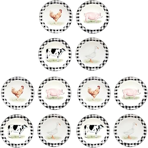 Vista 7 de Certified International Farm 9" Salad/Dessert Plates, Multicolored, 9" x 9", Set of 4