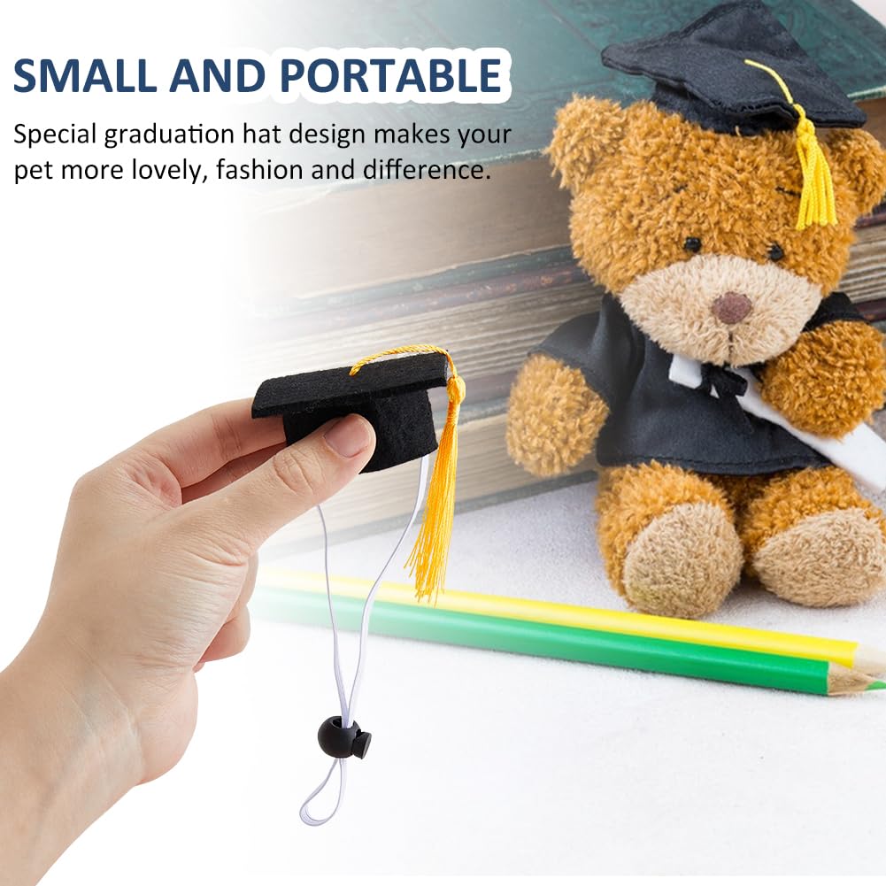 SUPERFINDINGS 5Pcs Pet Graduation Hats Mini Graduation Hats with Yellow Tassel Small Animal Bachelor Hat Black Pet Graduation Costume Props for Animal Pet Accessory - Image 3