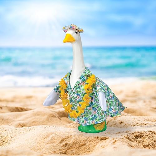 Miniatura 5 de Fox Valley Traders Gaggleville - Traje de ganso hawaiano, se adapta a una estatua grande de 23 pulgadas de alto