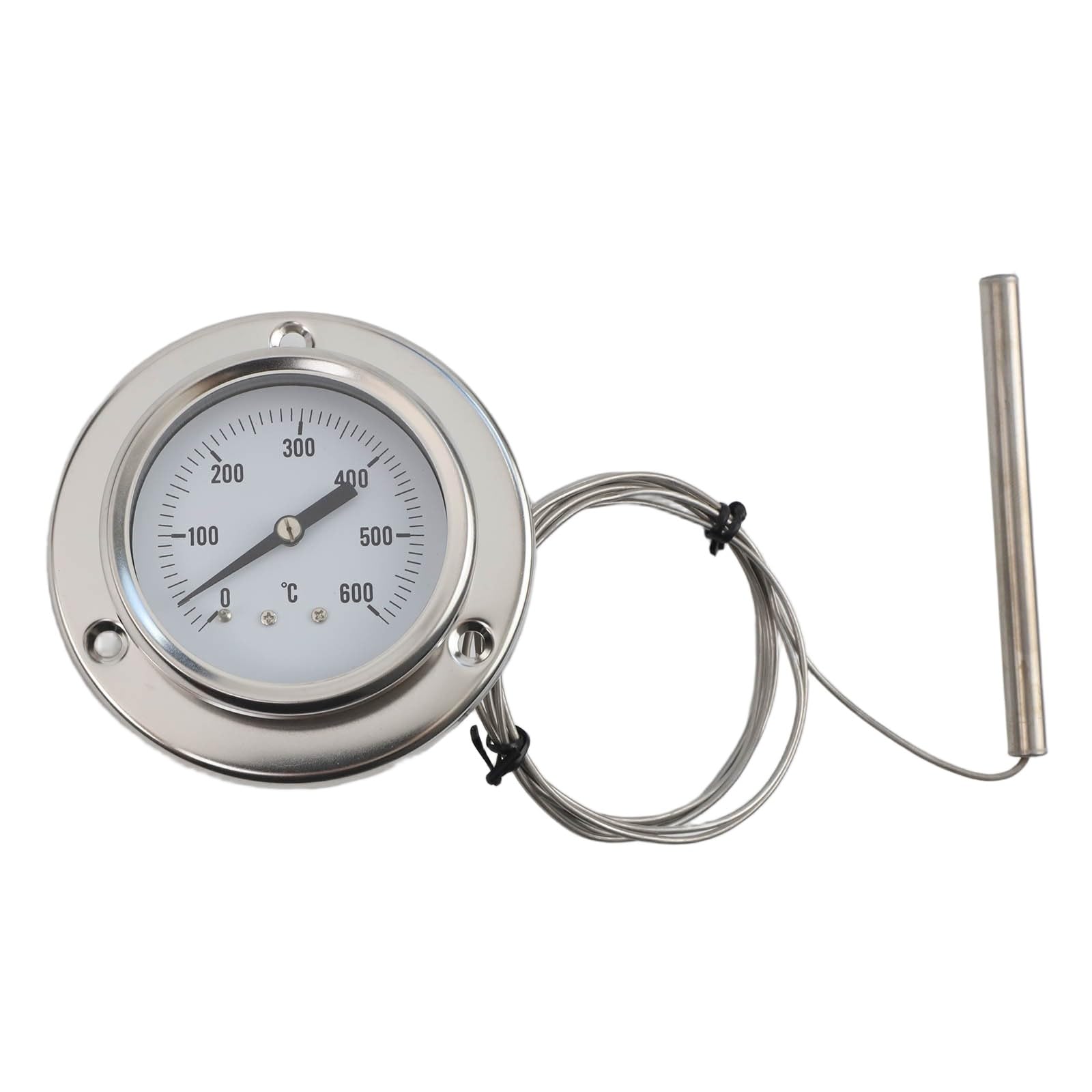 Termómetro de horno de acero inoxidable con sonda de 1,5 m, calibre de 0 a 600 °C para hornear en cocina y control de temperatura de caldera industrial