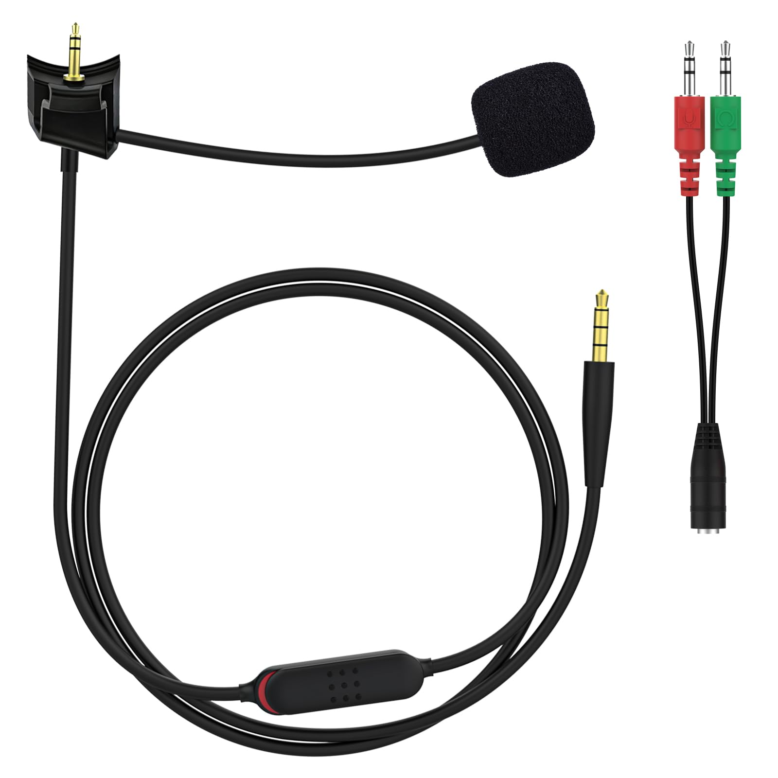 Zosvoses QC35 II Microphone Compatible with Bose QuietComfort 35 (Series II), QuietComfort 35 (Series I) Wireless Headphones, Boom Mic Cable with 3.5mm 1 to 2 Splitter Adapter, 4ft (Mute Switch)-image-39