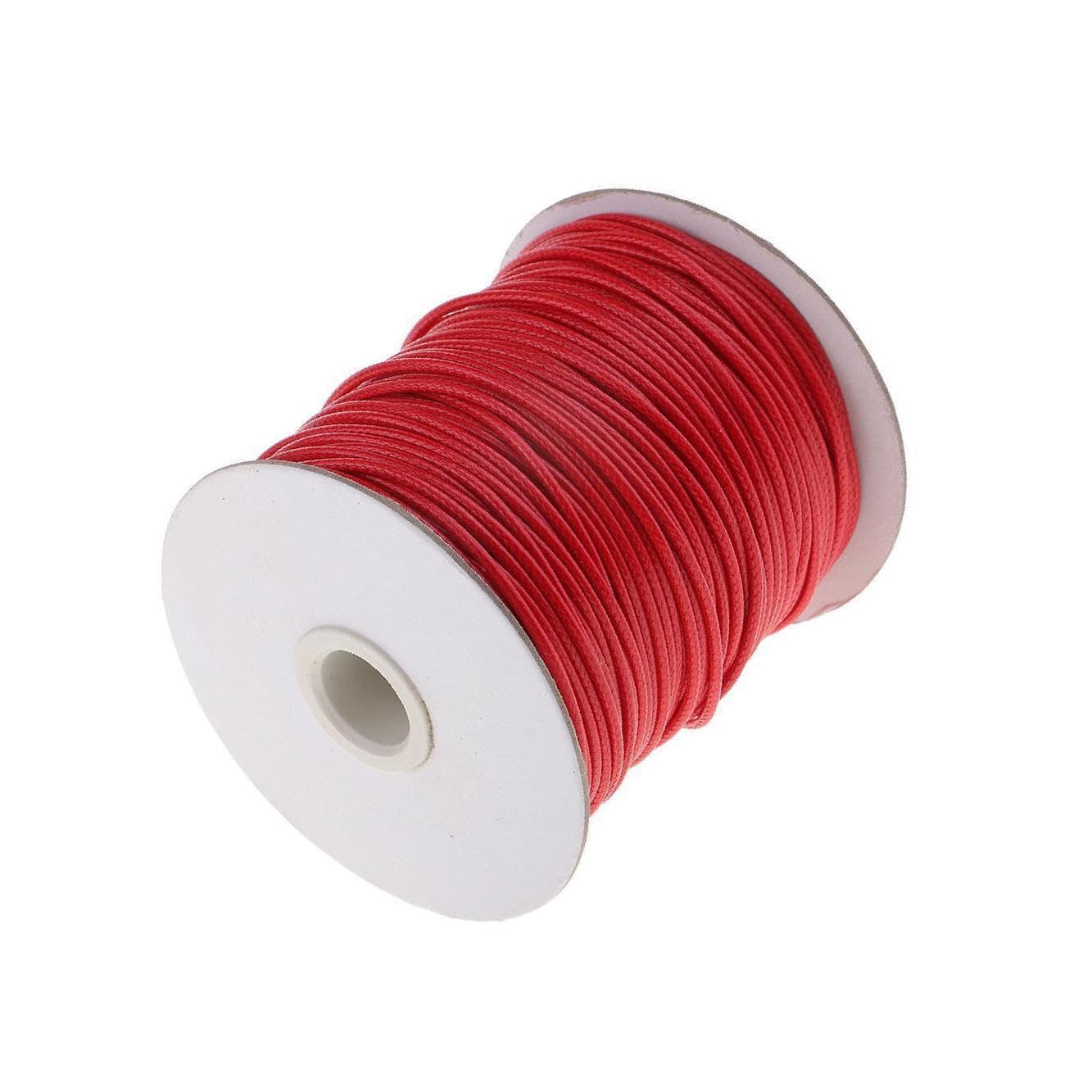 Kixzsaz Red 82M Waxed Cotton Cord Diy Jewelry Making Thread Beads Supply Stylish And Practical, 2Mm