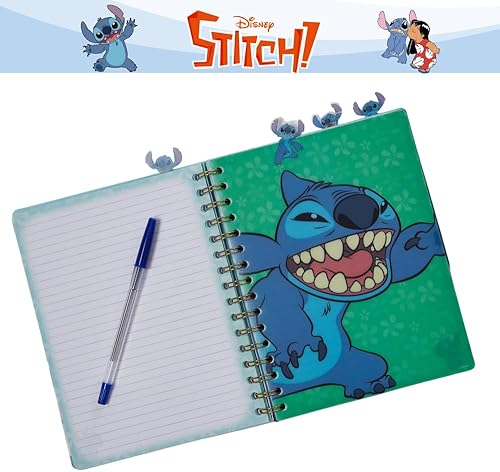 Miniatura 3 de Stitch Tab - Cuaderno de diario, encuadernado en espiral, 96 páginas rayadas, 8 x 7 pulgadas, color azul