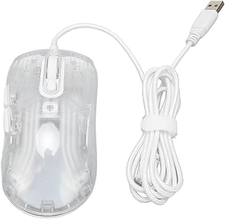 Zyyini Wired Transparent Mouse 12800DPI 7 Key Macro Programming 13 RGB Lights Gaming Mouse for Windows for OS X